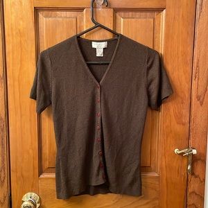 Vintage EXPRESS Tricot Brown Short Sleeved Cardigan Size S